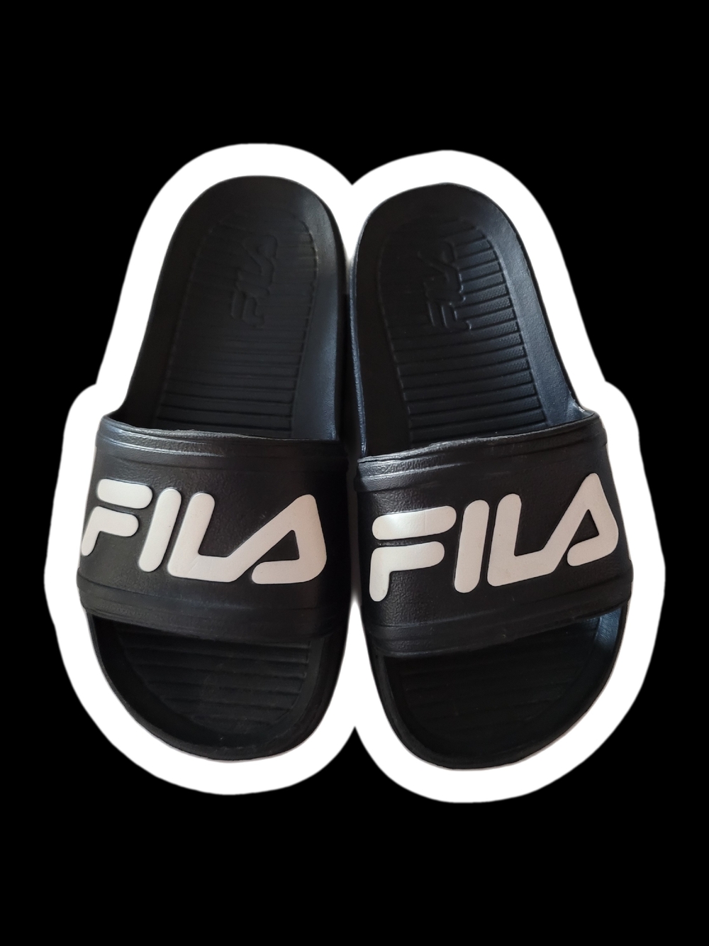 FILA Black Slide Sandals with White Logo
